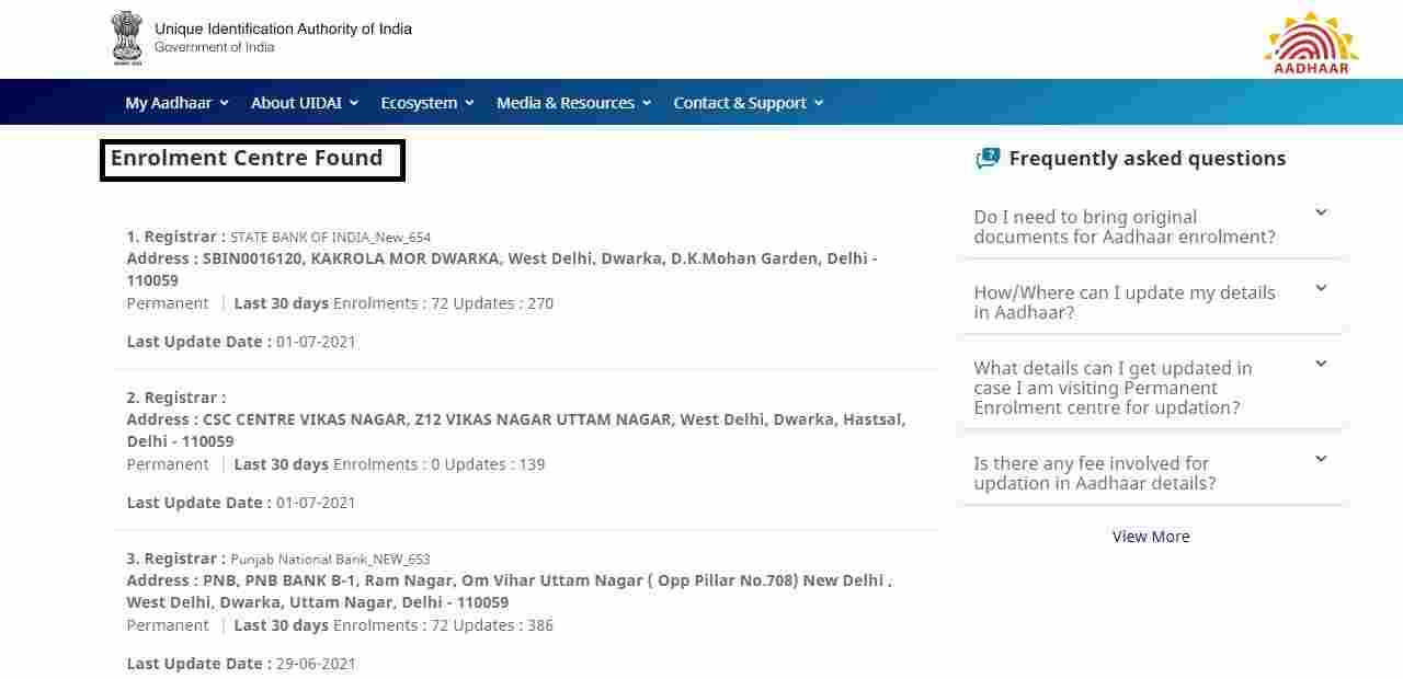 Enrolment Centre Found -  | Step7
