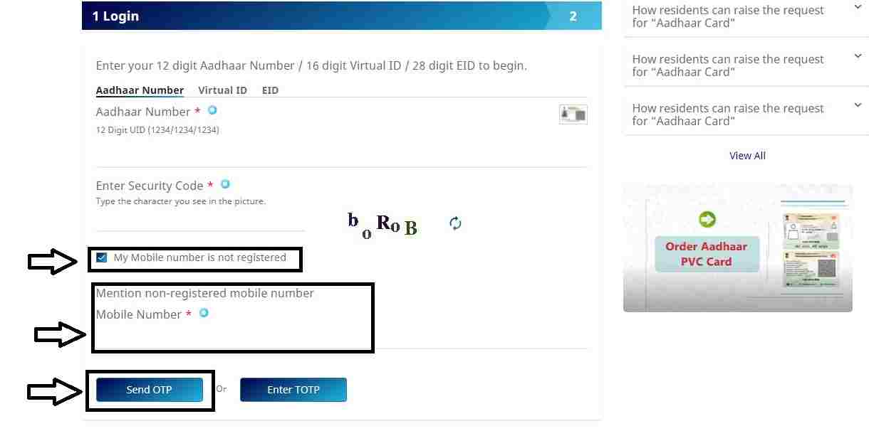 Enter Non-Registered Mobile Number -  | Step7